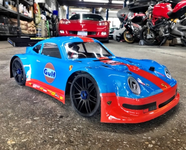 PORSCHE 911 1/8 SCALE GT RC CAR BODY - CLEAR OR BLACK ABS 011
