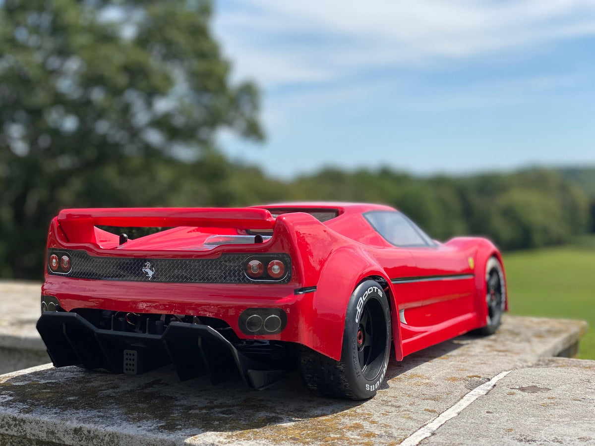 XL FERRARI F50 CLEAR RC CAR BODY fits Limitless Felony and VTE2 1/7 scale - 9506